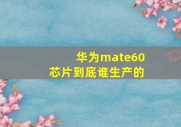 华为mate60芯片到底谁生产的