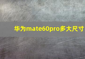 华为mate60pro多大尺寸