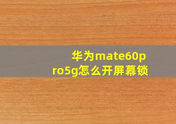 华为mate60pro5g怎么开屏幕锁