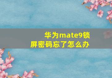 华为mate9锁屏密码忘了怎么办