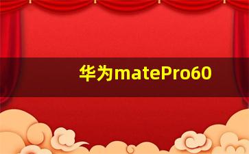 华为matePro60