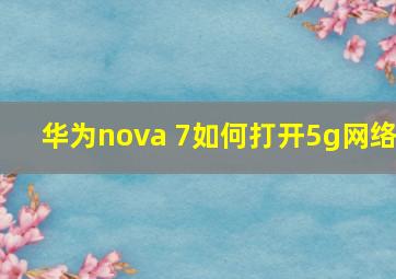 华为nova 7如何打开5g网络