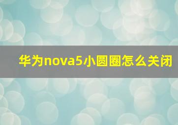 华为nova5小圆圈怎么关闭