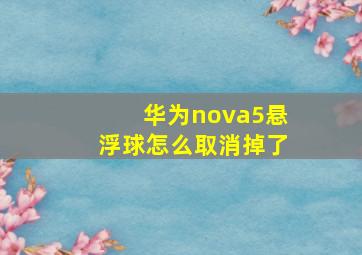 华为nova5悬浮球怎么取消掉了