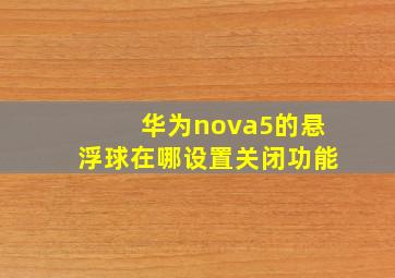 华为nova5的悬浮球在哪设置关闭功能