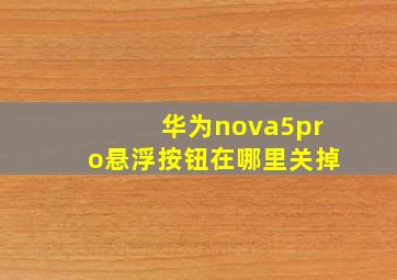 华为nova5pro悬浮按钮在哪里关掉