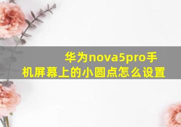 华为nova5pro手机屏幕上的小圆点怎么设置