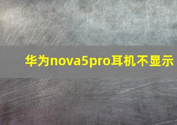 华为nova5pro耳机不显示