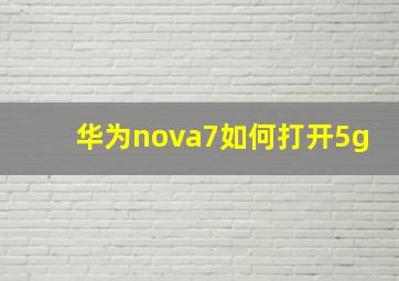 华为nova7如何打开5g