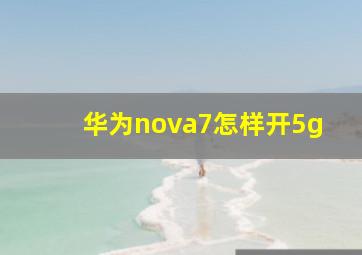 华为nova7怎样开5g