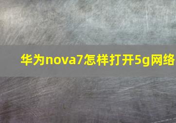 华为nova7怎样打开5g网络