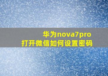 华为nova7pro打开微信如何设置密码