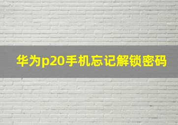 华为p20手机忘记解锁密码