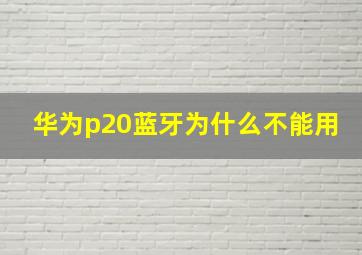 华为p20蓝牙为什么不能用