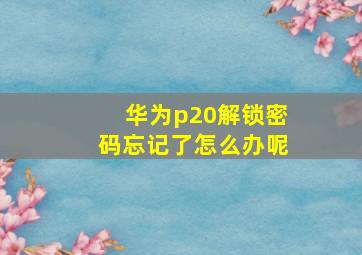 华为p20解锁密码忘记了怎么办呢