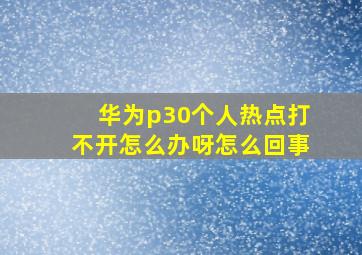 华为p30个人热点打不开怎么办呀怎么回事