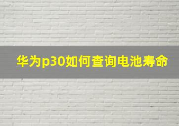 华为p30如何查询电池寿命