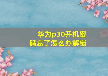 华为p30开机密码忘了怎么办解锁