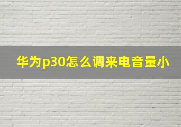 华为p30怎么调来电音量小