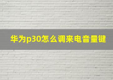 华为p30怎么调来电音量键