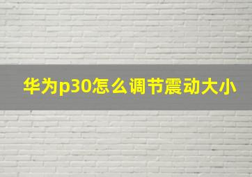 华为p30怎么调节震动大小