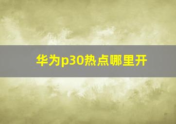 华为p30热点哪里开