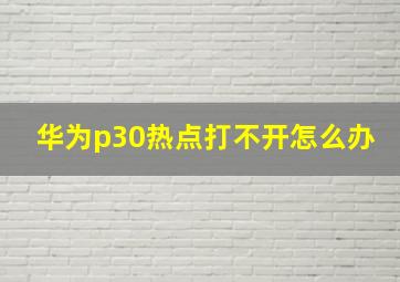 华为p30热点打不开怎么办