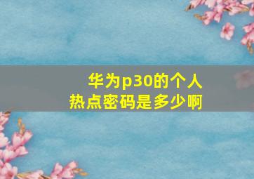 华为p30的个人热点密码是多少啊