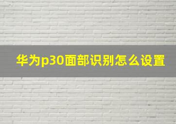 华为p30面部识别怎么设置