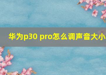 华为p30 pro怎么调声音大小