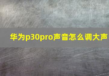 华为p30pro声音怎么调大声