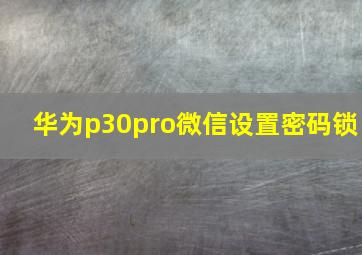 华为p30pro微信设置密码锁