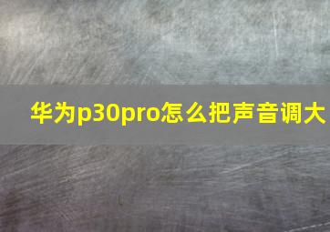 华为p30pro怎么把声音调大