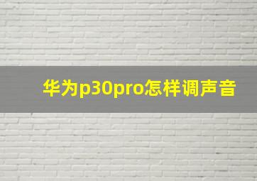 华为p30pro怎样调声音