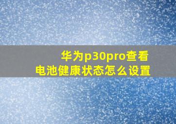 华为p30pro查看电池健康状态怎么设置