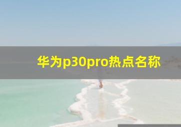 华为p30pro热点名称