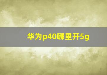 华为p40哪里开5g