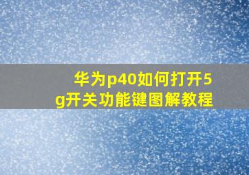 华为p40如何打开5g开关功能键图解教程