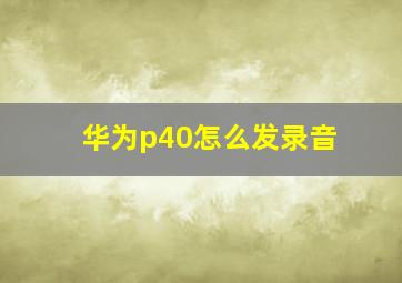 华为p40怎么发录音