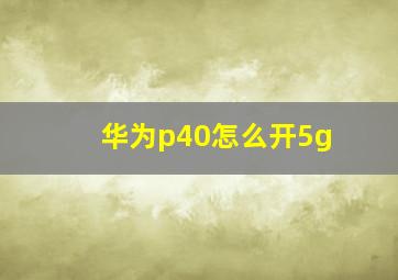 华为p40怎么开5g