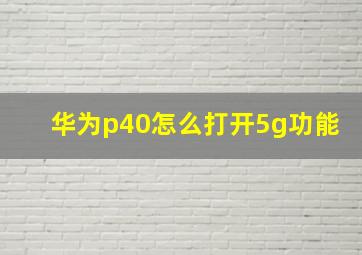 华为p40怎么打开5g功能