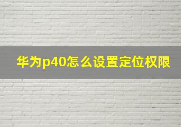 华为p40怎么设置定位权限