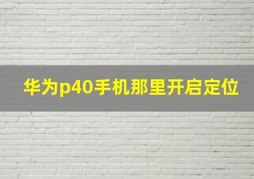 华为p40手机那里开启定位