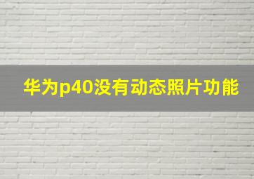 华为p40没有动态照片功能