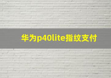 华为p40lite指纹支付