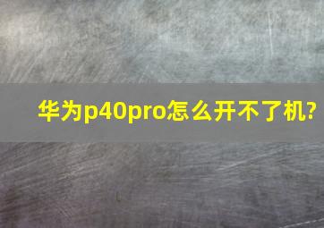 华为p40pro怎么开不了机?