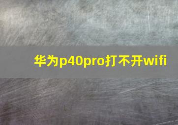 华为p40pro打不开wifi