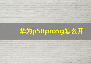 华为p50pro5g怎么开