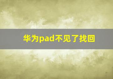 华为pad不见了找回