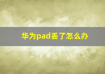 华为pad丢了怎么办